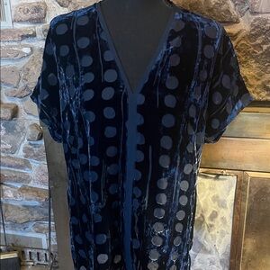 CAbi Dark Blue Velvet Polka Dot Tunic